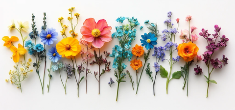 黄色绿色蓝色粉色紫色花朵