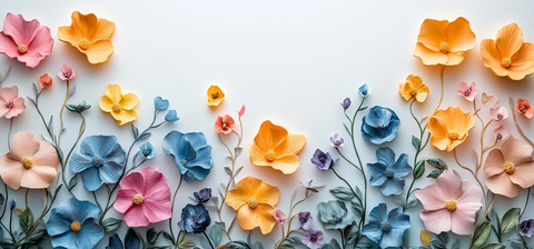 黄色绿色蓝色粉色紫色花朵