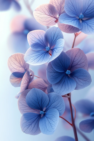 紫色绣球花细节