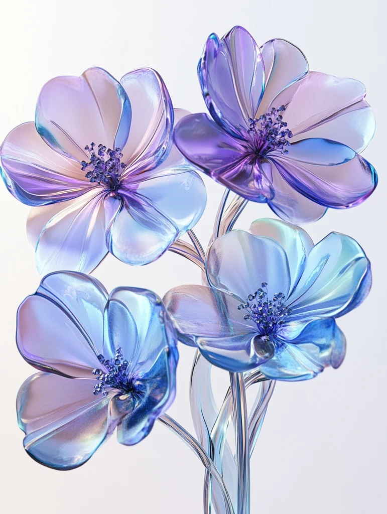 玻璃花与金属茎