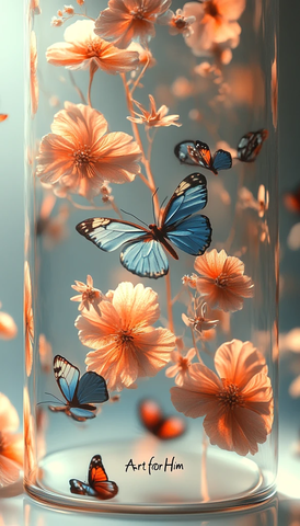 蝴蝶花卉三维画