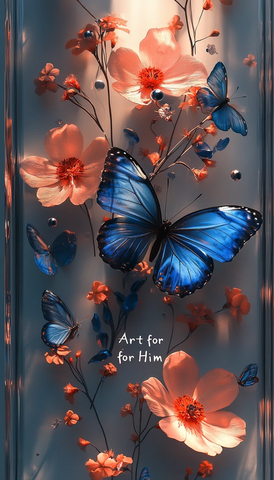 蝴蝶花卉三维画