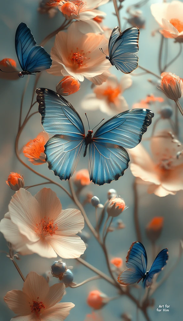 蝴蝶花卉三维画