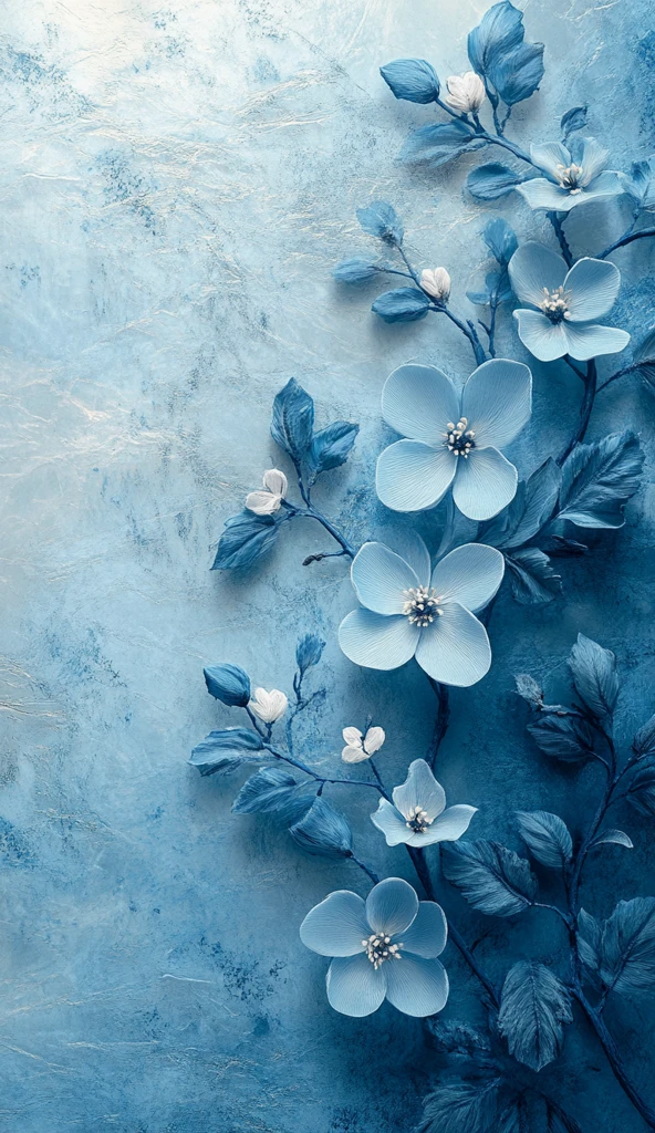 蓝色花纹图案细节