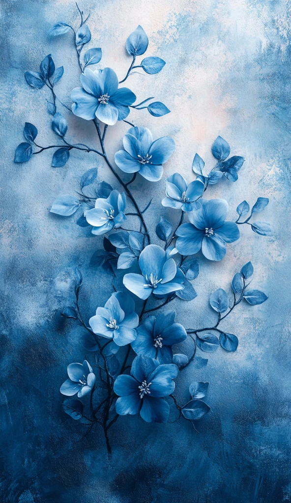 蓝色花纹图案细节