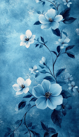 蓝色花纹图案细节