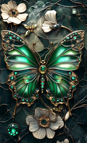 翡翠蝴蝶水晶花纹