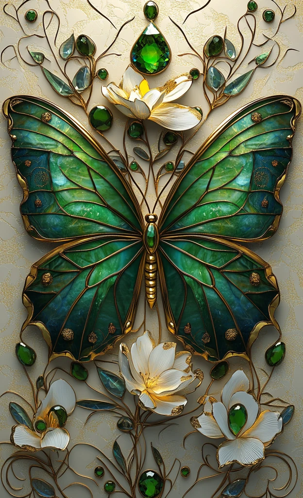 翡翠蝴蝶水晶花纹