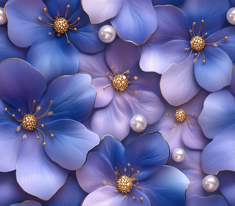 蓝紫金渐变花卉图案