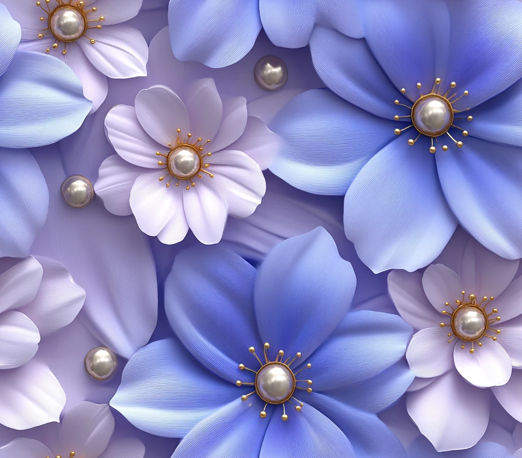 蓝紫金渐变花卉图案