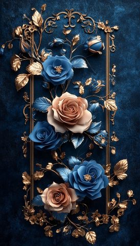 皇家蓝玫瑰金花环