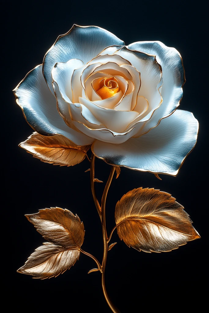 白色玫瑰黄金叶