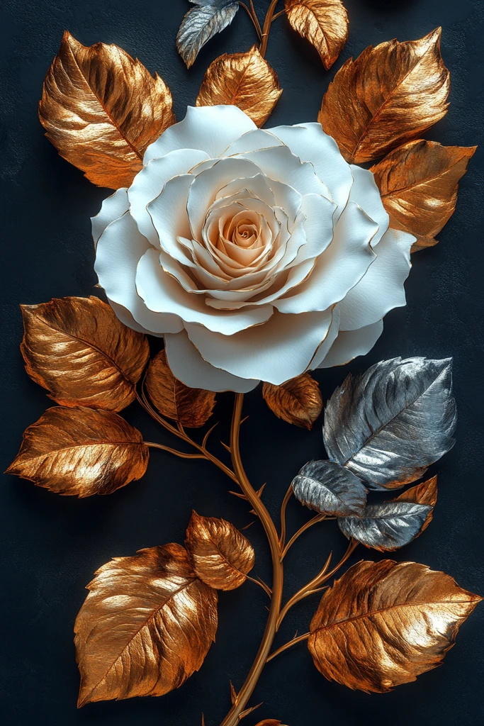 白色玫瑰黄金叶