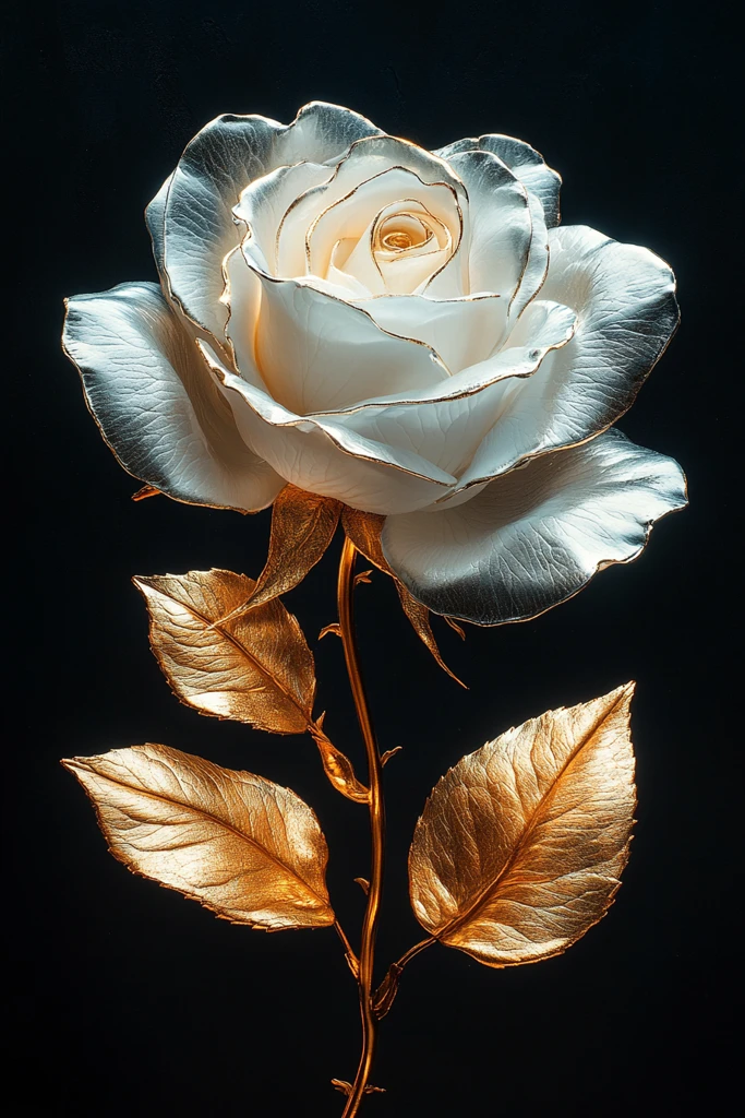 白色玫瑰黄金叶