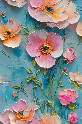 三维油画花卉图案