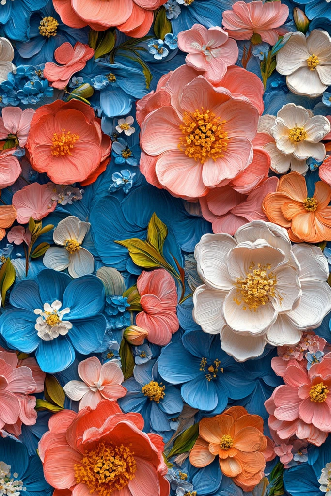 三维油画花卉图案