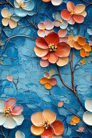 三维油画花卉图案