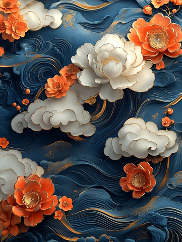 金色云纹祥瑞图