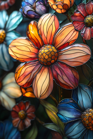 彩色玻璃花朵
