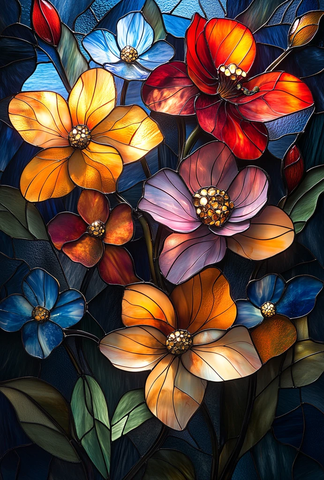 彩色玻璃花朵