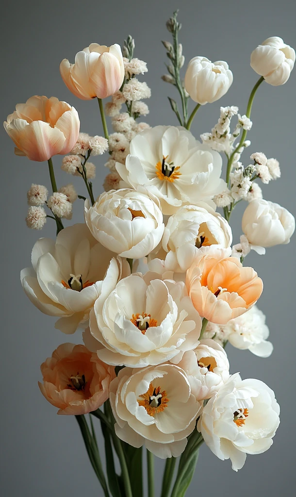 白黄郁金香花束