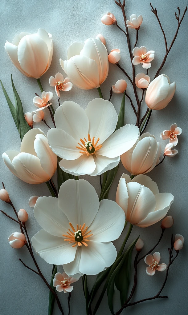 白黄郁金香花束