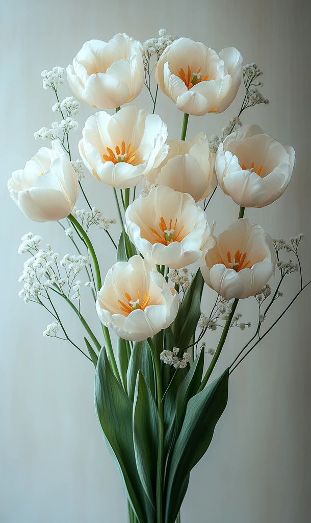 白黄郁金香花束