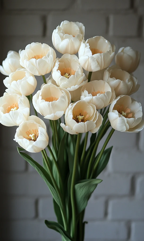 白黄郁金香花束