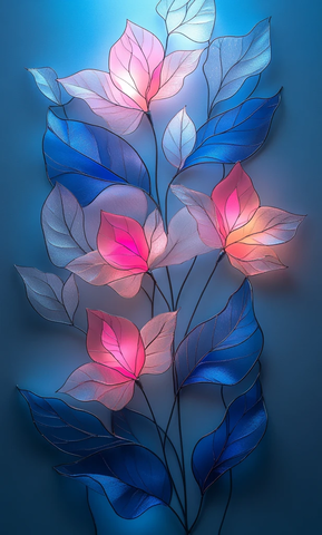 粉蓝渐变玻璃花窗