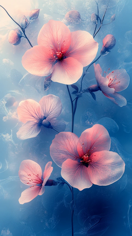 粉色蓝色花卉壁纸