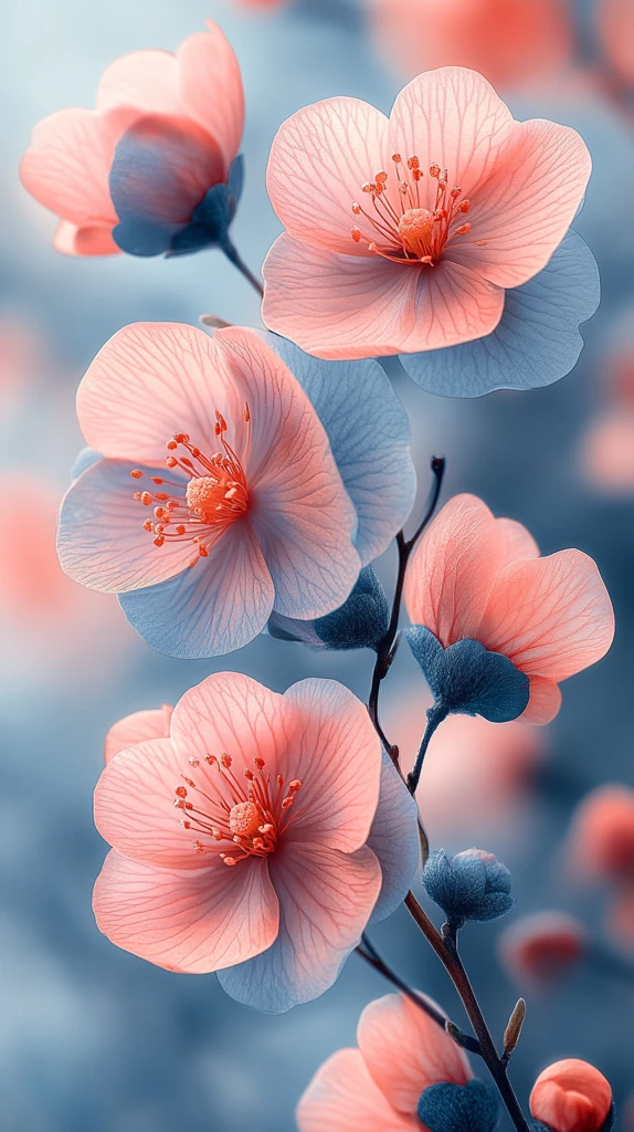 粉色蓝色花卉壁纸