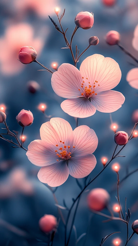 粉色蓝色花卉壁纸