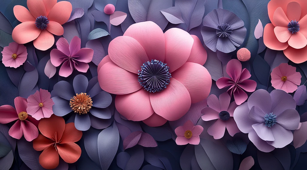 粉色紫色纸花背景