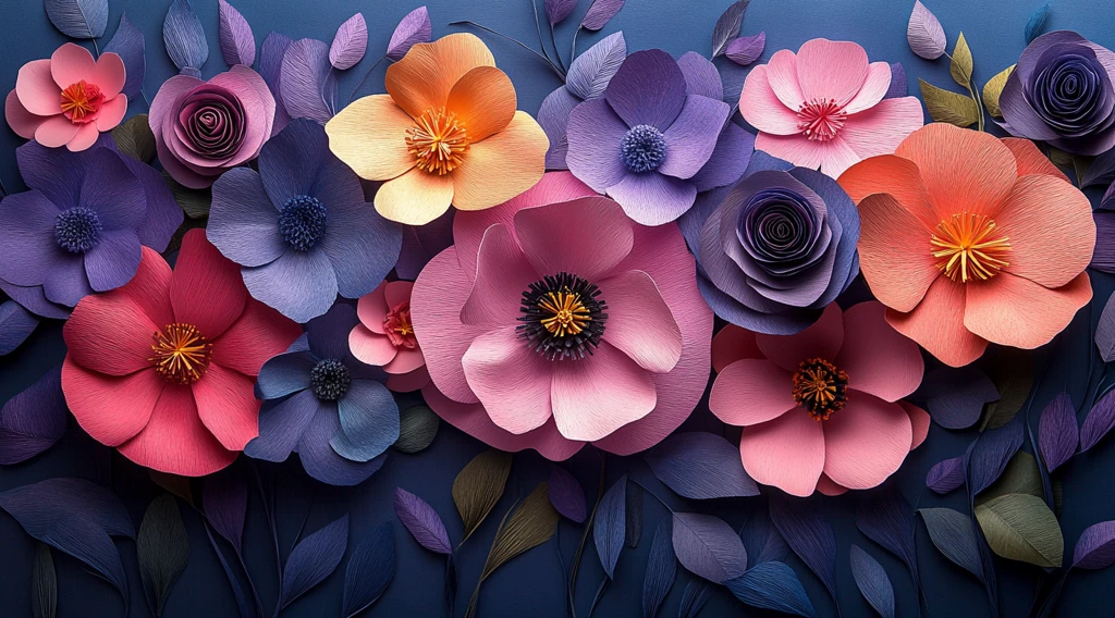 粉色紫色纸花背景