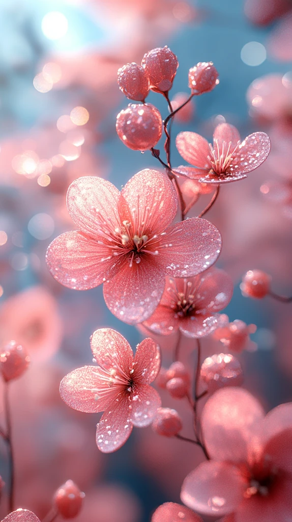 粉色花朵闪粉背景