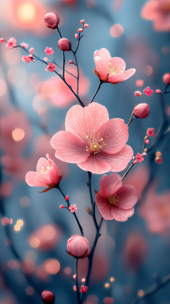 粉色花朵闪粉背景