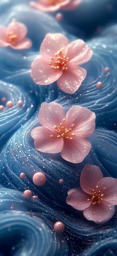 蓝粉大理石花纹背景