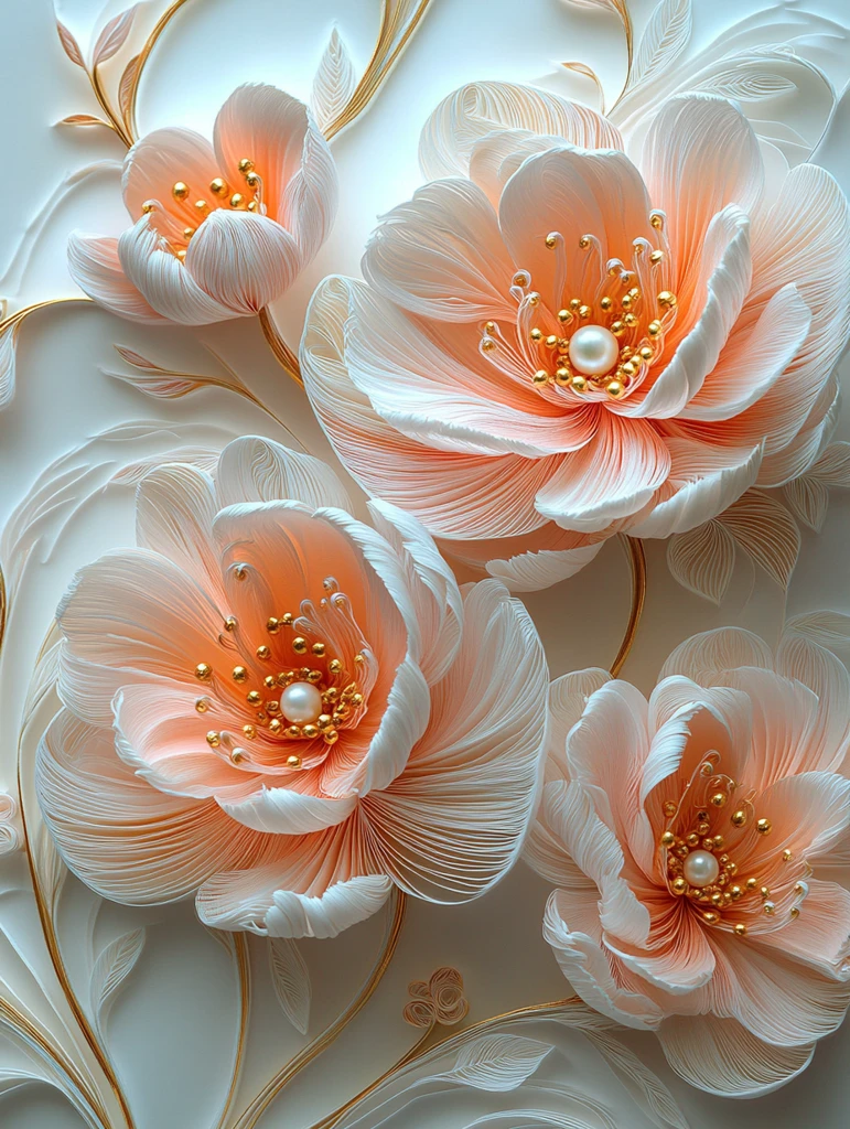 粉色牡丹白花金珠