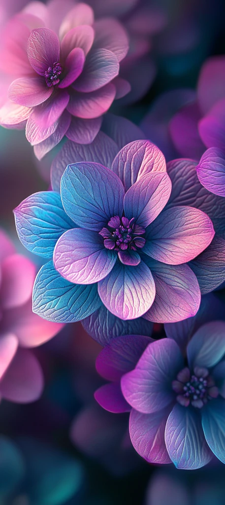 紫蓝渐变花卉特写