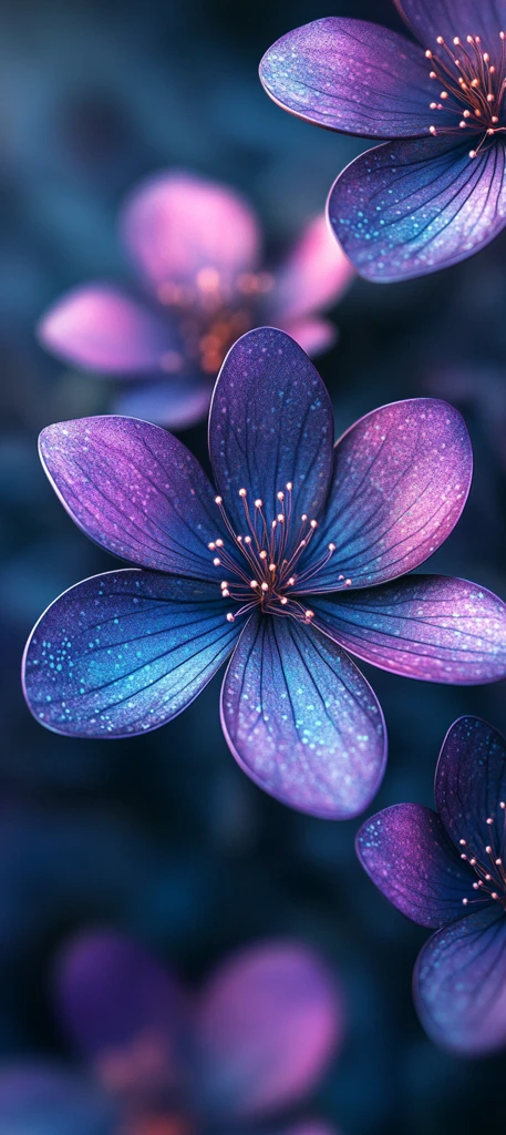 紫蓝渐变花卉特写