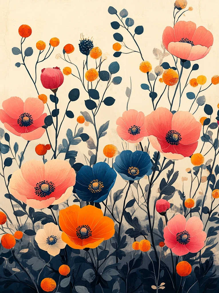 复古花卉印花图案