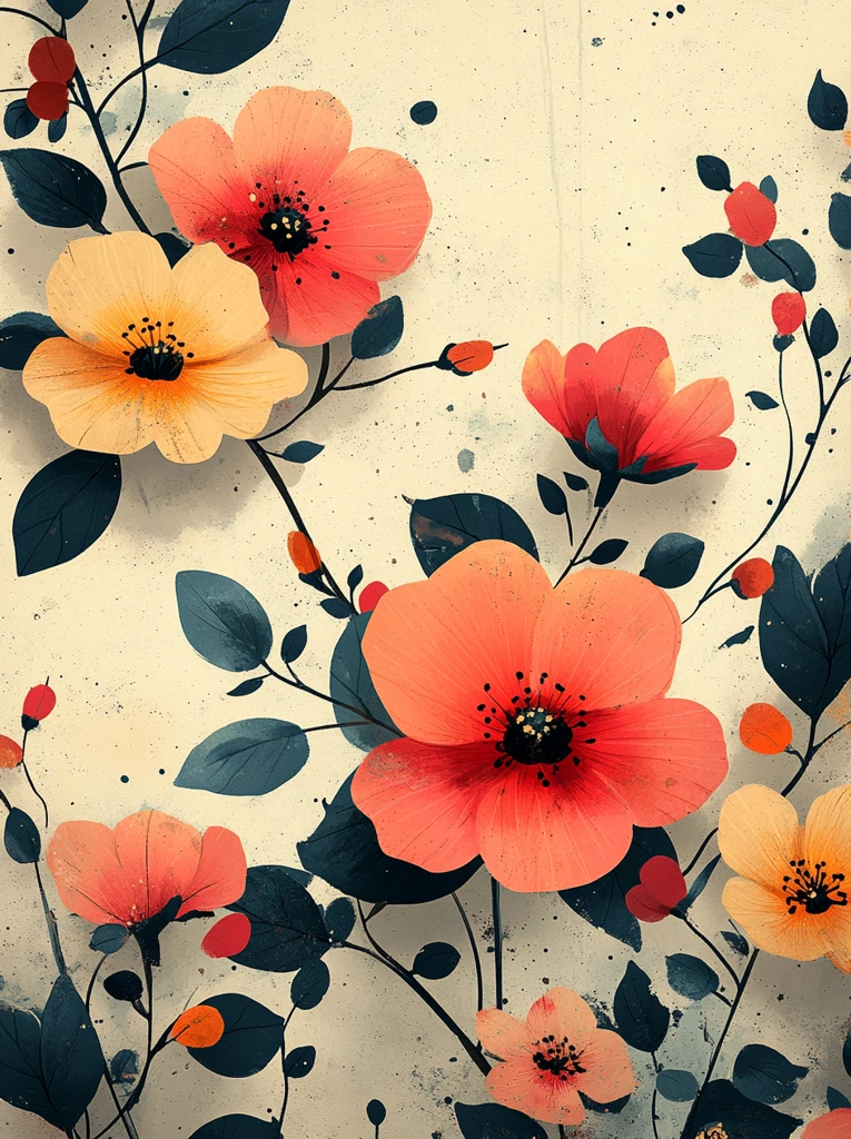 复古花卉印花图案