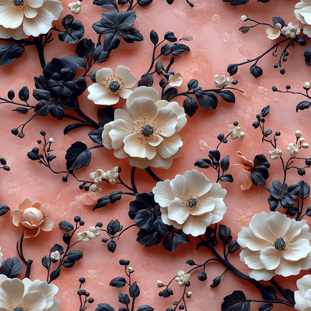 粉色花卉藤蔓图案