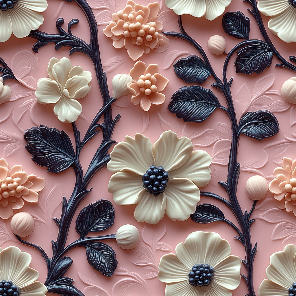 粉色花卉藤蔓图案