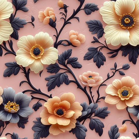 粉色花卉藤蔓图案