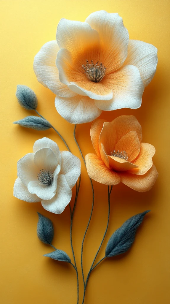 毛毡花朵黄色背景