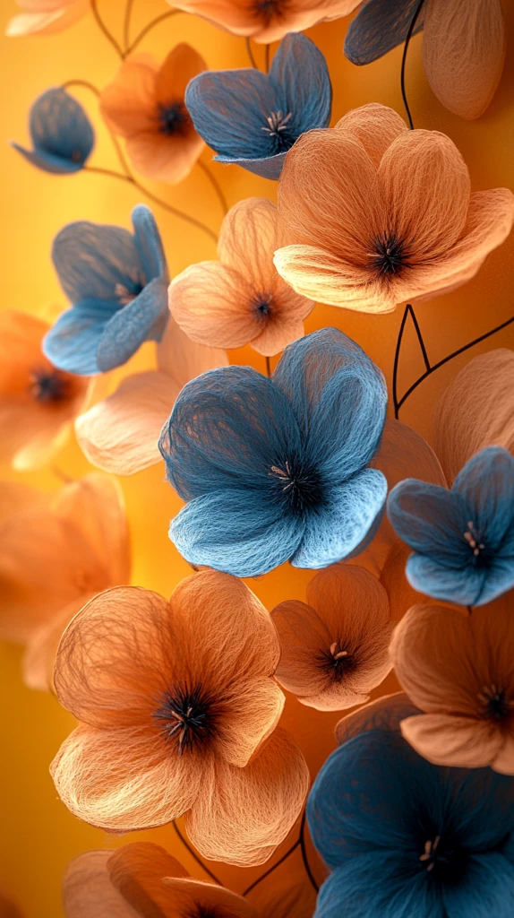 毛毡花朵黄色背景