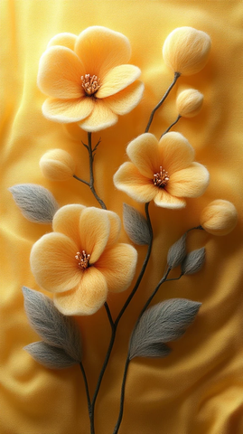 毛毡花朵黄色背景