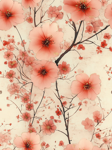 日式花植无缝纹样