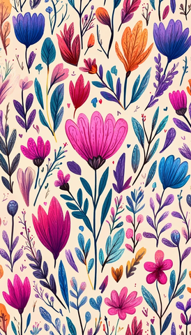 春日花卉手绘图案